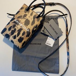 Balenciaga Leopard Shop Crossbody Bag